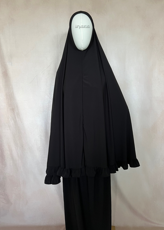 Khimaar ruffle set Black | Premium Jersey