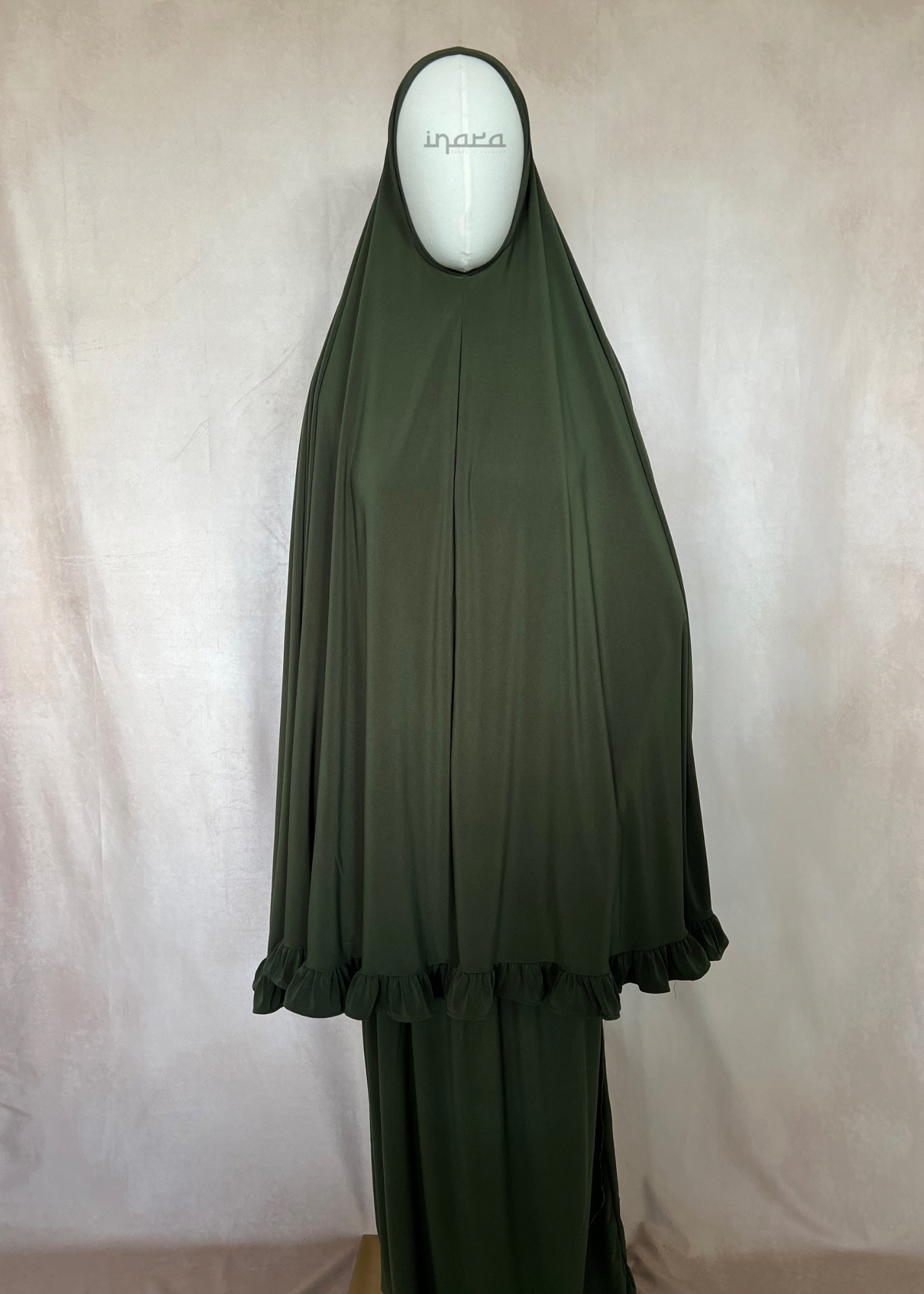 Khimaar ruffle set Moss green | Premium Jersey