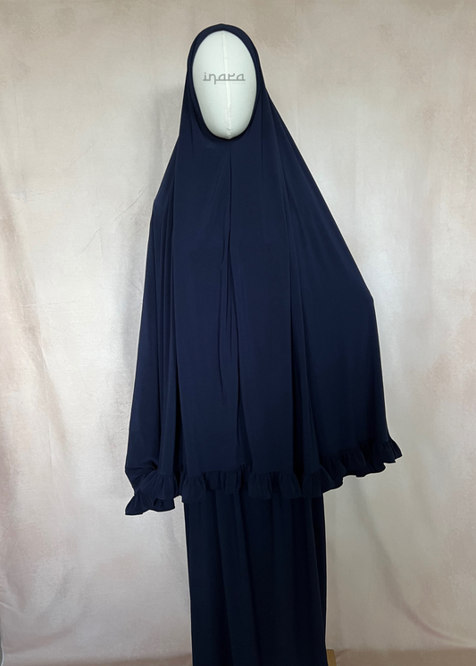 Khimaar ruffle set Royal Blue | Premium Jersey