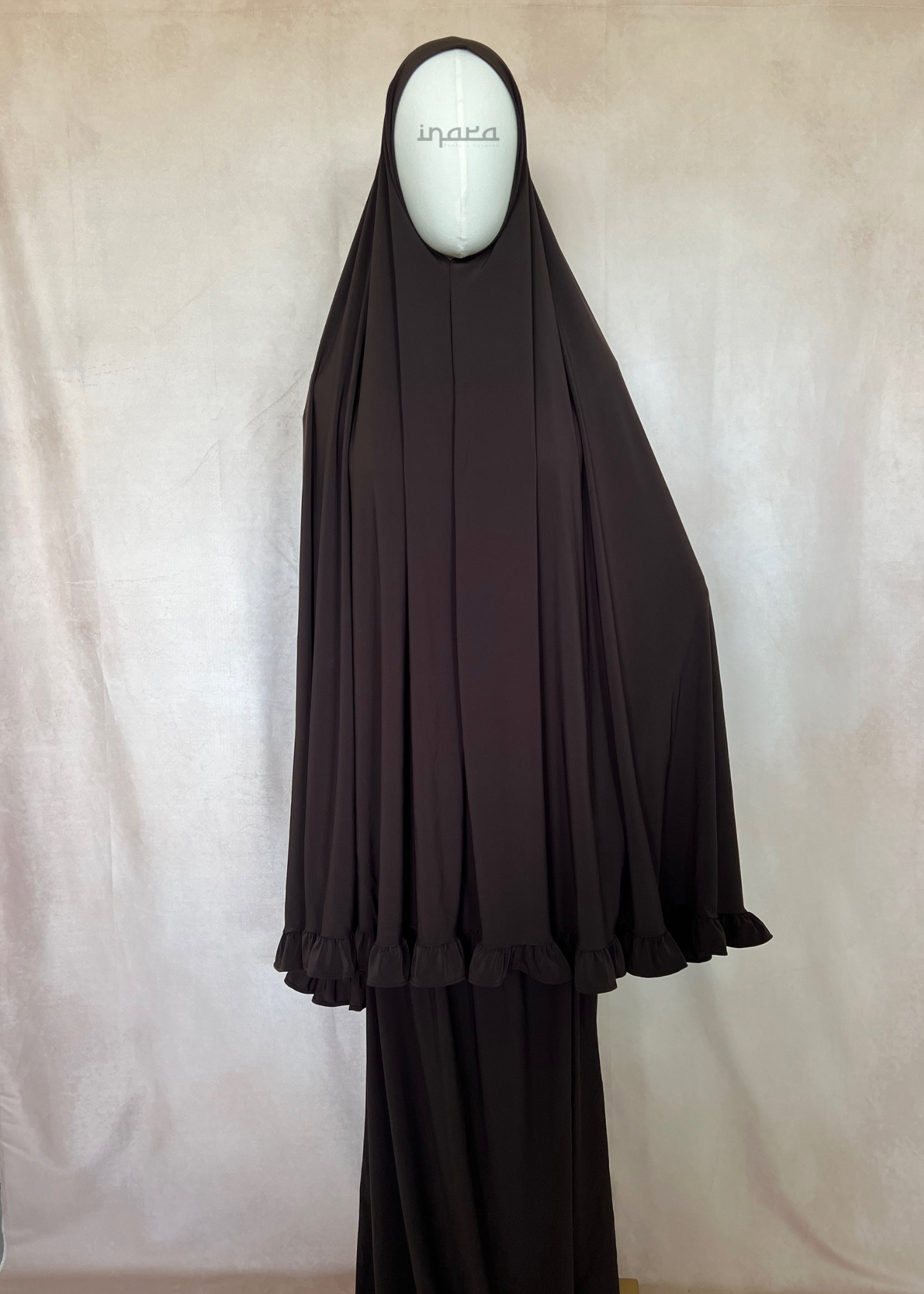 Khimaar ruffle set Dark brown | Premium Jersey